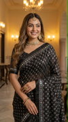 Tew Soft Satin Fabric Trending Ajarakh Print Saree 